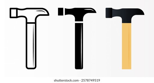 Hammer icon set. Hummer sign. for mobile concept and web design. vector illustration on white background