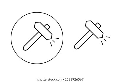 Hammer icon. A set of hammer icons. The hammer button symbol. A filled flat sign. Vector illustration.