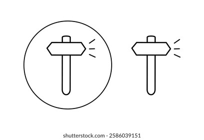 Hammer icon. A set of hammer icons. The hammer button symbol. A filled flat sign. Vector illustration.