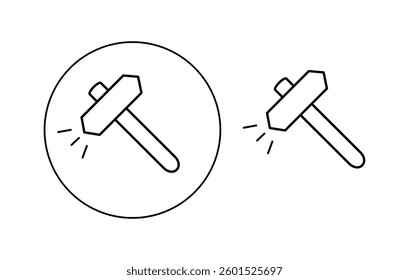 Hammer icon. A set of hammer icons. The hammer button symbol. A filled flat sign. Vector illustration.