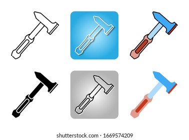 Hammersymbol einzeln auf weißem Hintergrund für Webdesign