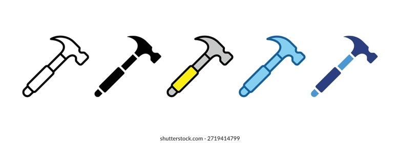 Hammer Icon Definir Coleção de Vários Estilos