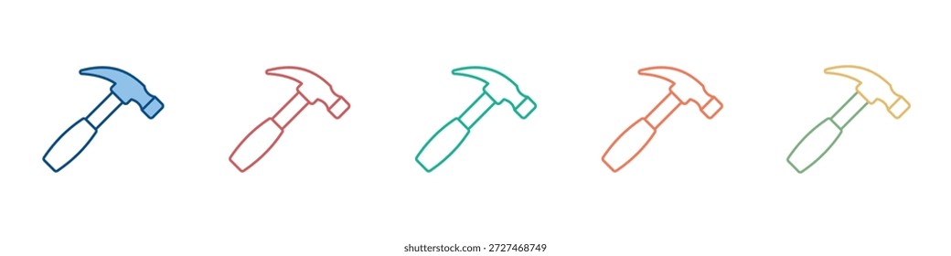 Hammer Icon Definir Coleção de Vários Estilos