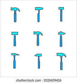 Juego de iconos de martillo. Símbolo de martillo elementos vectoriales para web infográfica