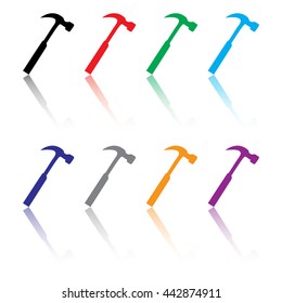 Hammer Icon Set With Reflection