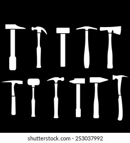 Hammer icon set (silhouette)
