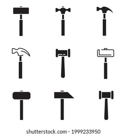 Hammersymbol. Hammer-Set-Symbol-Vektorelemente für Infografik-Web.