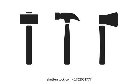 Ilustración vectorial del conjunto de iconos de martillo