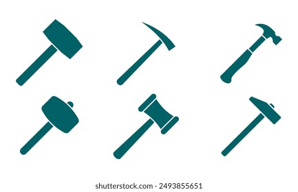 conjunto de iconos de martillo silueta de Vector