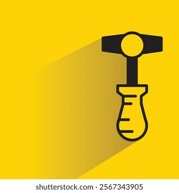hammer icon with shadow on yellow background