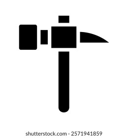 Hammer icon silhouette. Concept of construction, repair, and maintenance.