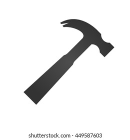 Hammer icon. Simple flat logo of hammer on white background. Vector illustration.