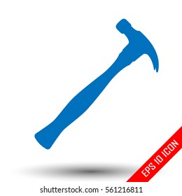 Hammer icon. Simple flat logo of hammer on white background. Vector illustration.