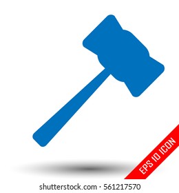Hammer icon. Simple flat logo of hammer on white background. Vector illustration.