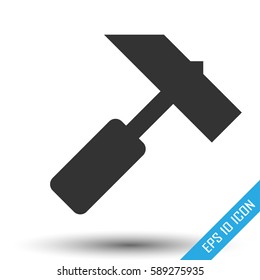 Hammer icon. Simple flat logo of hammer on white background. Vector illustration.
