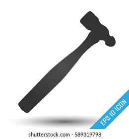Hammer icon. Simple flat logo of hammer on white background. Vector illustration.
