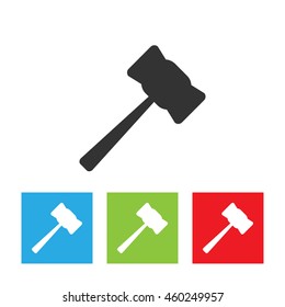 Hammer icon. Simple logo of hammer on white background. Flat vector illustration.