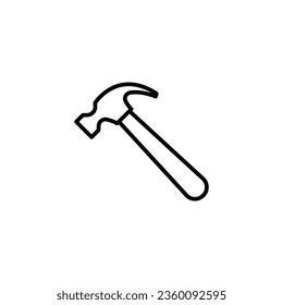 Hammer icon. Simple outline style. Hummer, metal, tool, hit, carpentry, construct, hardware, handyman, development concept. Thin line symbol. Vector isolated on white background. EPS.