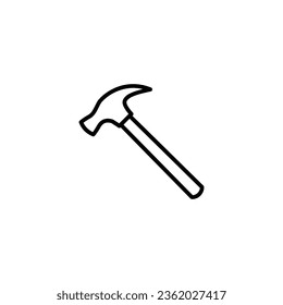 Hammer icon. Simple outline style. Hummer, metal, tool, hit, carpentry, construct, hardware, handyman, development concept. Thin line symbol. Vector isolated on white background. EPS.