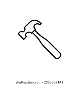 Hammer icon. Simple outline style. Hummer, metal, tool, hit, carpentry, construct, hardware, handyman, development concept. Thin line symbol. Vector isolated on white background. EPS.