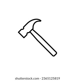 Hammer icon. Simple outline style. Hummer, metal, tool, hit, carpentry, construct, hardware, handyman, development concept. Thin line symbol. Vector isolated on white background. EPS.