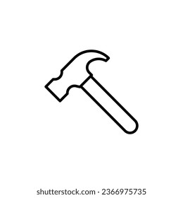 Hammer icon. Simple outline style. Hummer, metal, tool, hit, carpentry, construct, hardware, handyman, development concept. Thin line symbol. Vector isolated on white background. EPS.