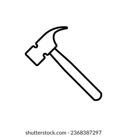 Hammer icon. Simple outline style. Hummer, metal, tool, hit, carpentry, construct, hardware, handyman, development concept. Thin line symbol. Vector isolated on white background. EPS.