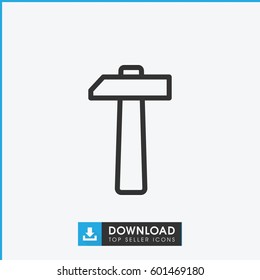 hammer icon. simple outline hammer vector icon. on white background.