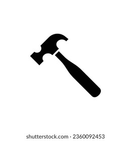 Hammer icon. Simple solid style. Hummer, metal, tool, hit, carpentry, construct, hardware, handyman, development concept. Black silhouette, glyph symbol. Vector isolated on white background. EPS.