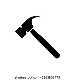 Hammer icon. Simple solid style. Hummer, metal, tool, hit, carpentry, construct, hardware, handyman, development concept. Black silhouette, glyph symbol. Vector isolated on white background. EPS.