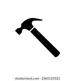 Hammer icon. Simple solid style. Hummer, metal, tool, hit, carpentry, construct, hardware, handyman, development concept. Black silhouette, glyph symbol. Vector isolated on white background. EPS.