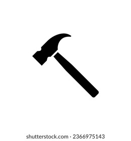 Hammer icon. Simple solid style. Hummer, metal, tool, hit, carpentry, construct, hardware, handyman, development concept. Black silhouette, glyph symbol. Vector isolated on white background. EPS.