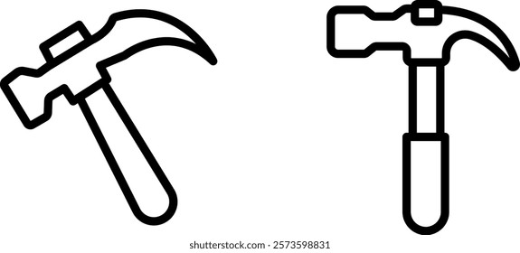 "Hammer Icon - Simplified Vector Illustration of a Hammer with Clean Lines and Precise Detailing"