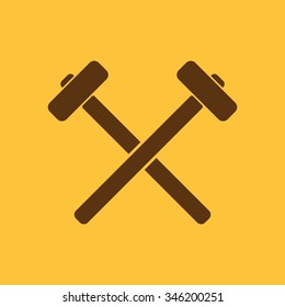 The hammer icon. Sledgehammer symbol. Flat Vector illustration