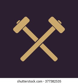 The hammer icon. Sledgehammer symbol. Flat Vector illustration