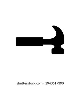 hammer icon in solid black flat shape glyph icon, isolated on white background 