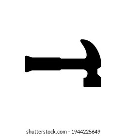 hammer icon in solid black flat shape glyph icon, isolated on white background 
