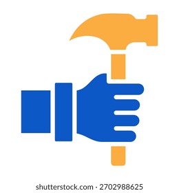 Ícone de martelo Cor sólida Design Vetor Ilustração