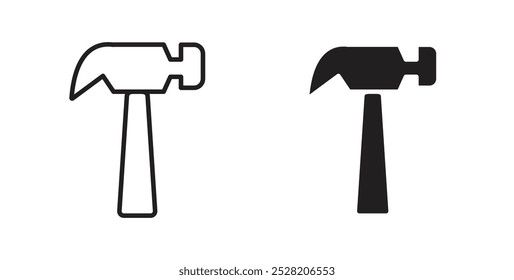 Hammer icon in solid and stroke style.