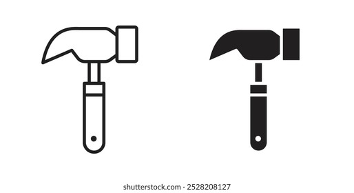 Hammer icon in solid and stroke style.