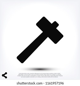 hammer icon, stock vector illustration flat design style