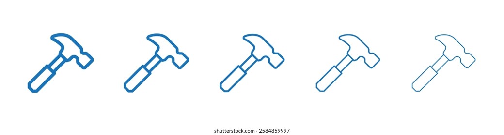 Hammer icon Symbol collection thin outline set