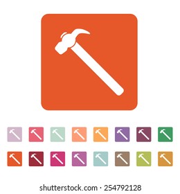 The hammer icon. Hammer symbol. Flat Vector illustration. Button Set