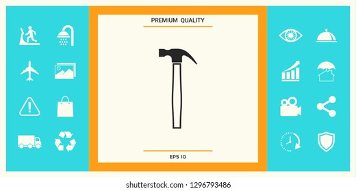 Hammer icon symbol. Graphic elements for your design
