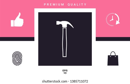 Hammer icon symbol. Graphic elements for your design