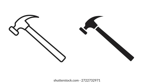 Símbolo de icono de martillo. Vector EPS 10. icono de línea y glifo