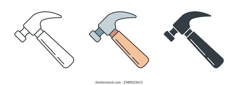 Hammer icon symbol vector illustration isolated on white background