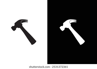 Hammer icon template black white color editable. Hammer symbol Flat vector sign isolated on white black