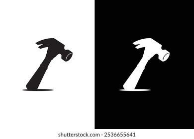 Hammer icon template black white color editable. Hammer symbol Flat vector sign isolated on white black