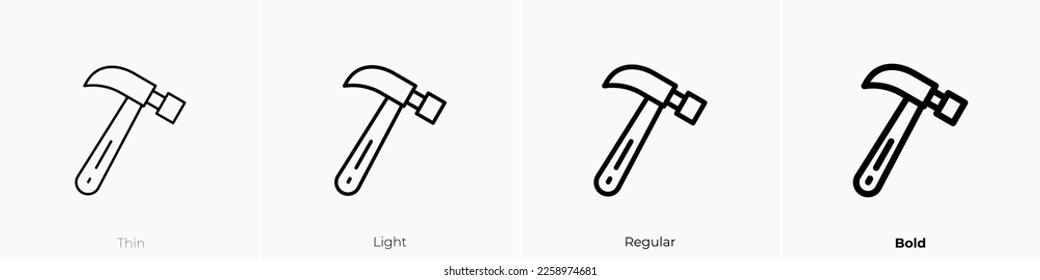 hammer icon. Thin, Light Regular And Bold style design isolated on white background